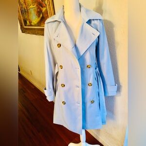 Rachel Zoe Blue Trench Style Double Breasted Peacoat Jacket